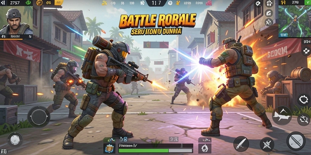 Tampilan gameplay seru dalam pertarungan Battle Royale.