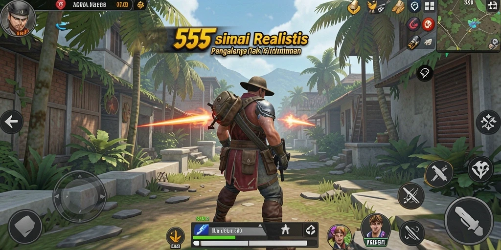 Gambaran gameplay realistis 555F dalam dunia simulasi.
