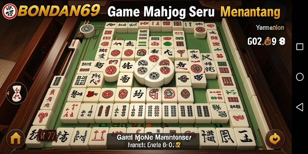 Tampilan gameplay seru di BONDAN69 dengan kepingan Mahjong.
