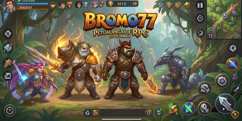 Tampilan gameplay BROMO77 yang menarik di dunia RPG.