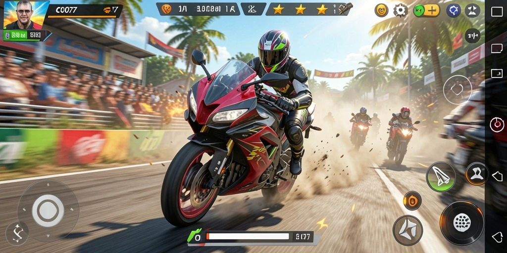 Tampilan menarik dari gameplay balapan motor di COO77.