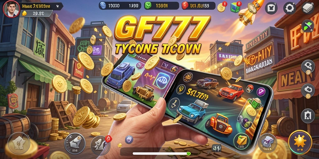 Tampilan gameplay GF777 yang menampilkan manajemen usaha yang menarik.