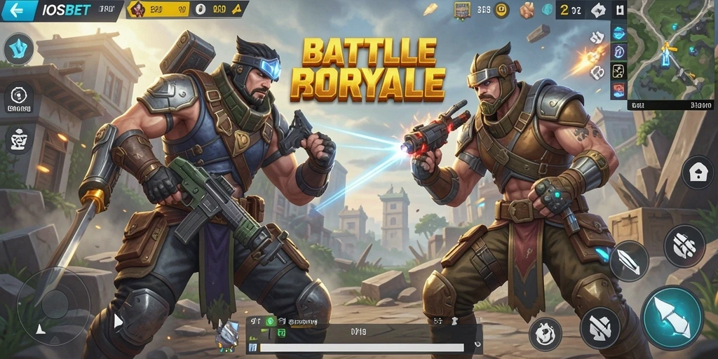 Screenshot gameplay IOSBET dengan pertarungan Battle Royale yang intens.