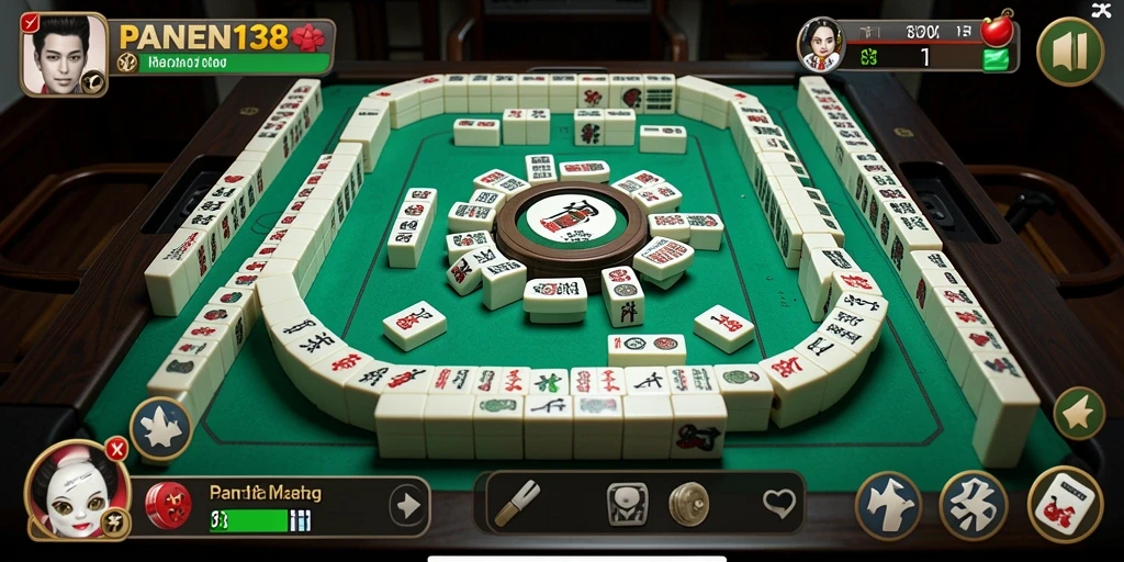 Gambaran gameplay seru PANEN138 dengan ubin Mahjong yang indah.