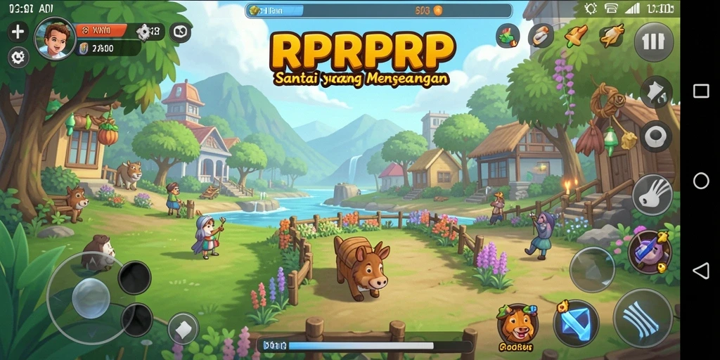 Tangkapan layar utama RPRPRP menampilkan gameplay yang menyenangkan dan penuh warna.