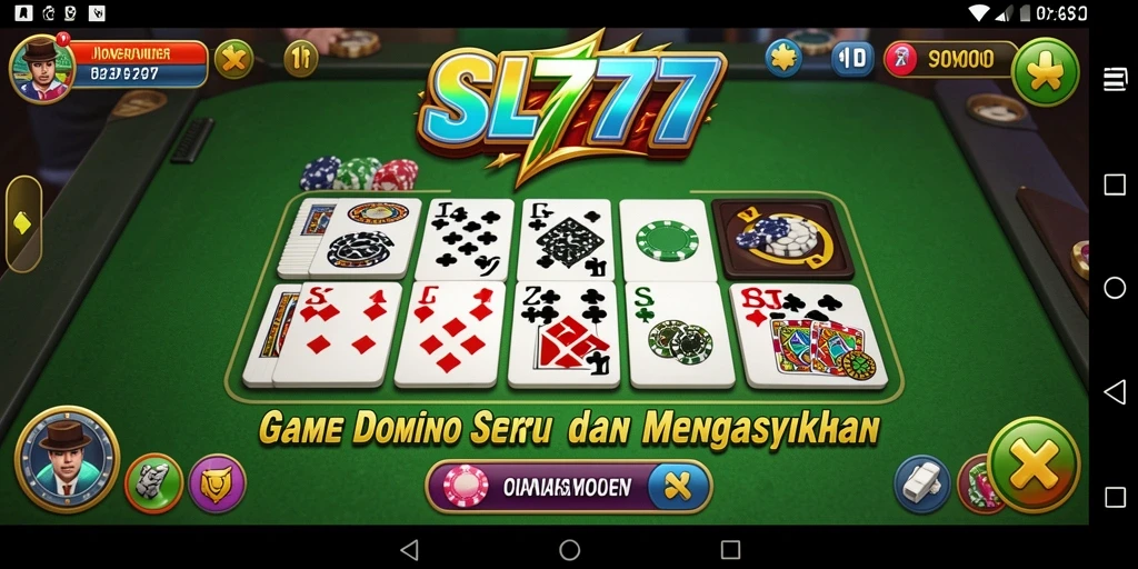 Screenshot SL777 menampilkan gameplay Domino yang seru dan interaktif.