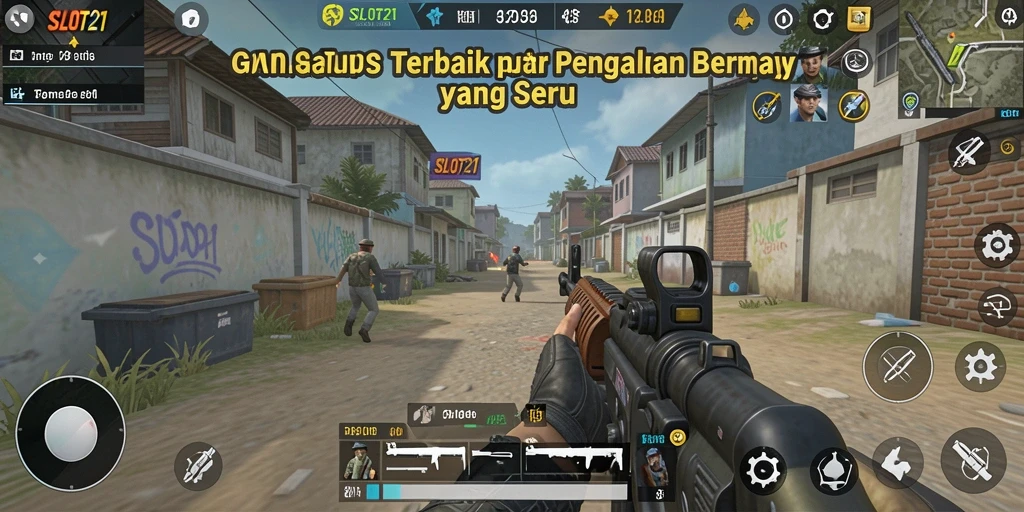 Tangkapan layar utama SLOT21 menampilkan momen seru dalam gameplay TPS.